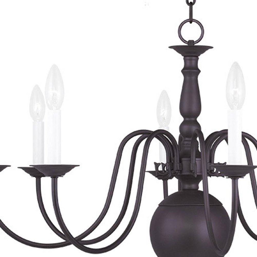 Bronze Eight Light Metal Dimmable Chandelier With Shades