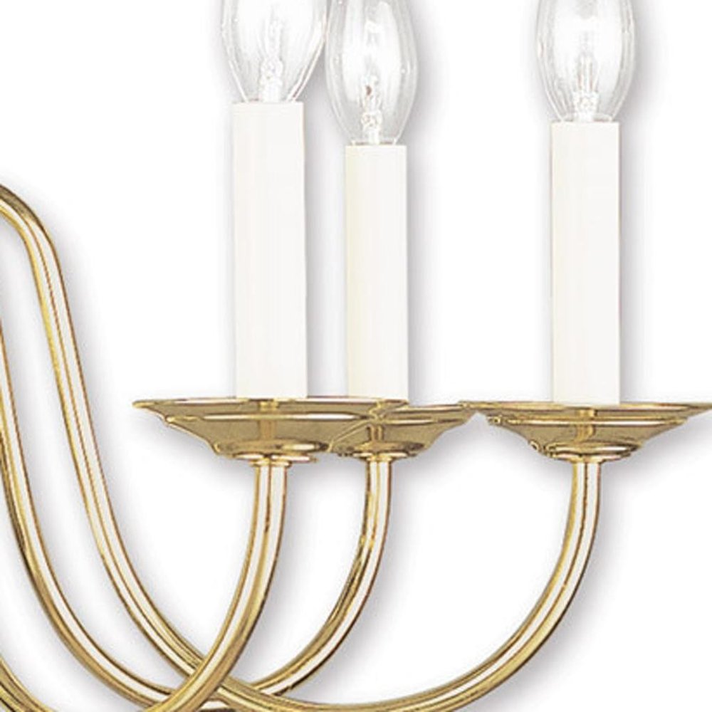 Brass Eight Light Metal Dimmable Chandelier With Shades