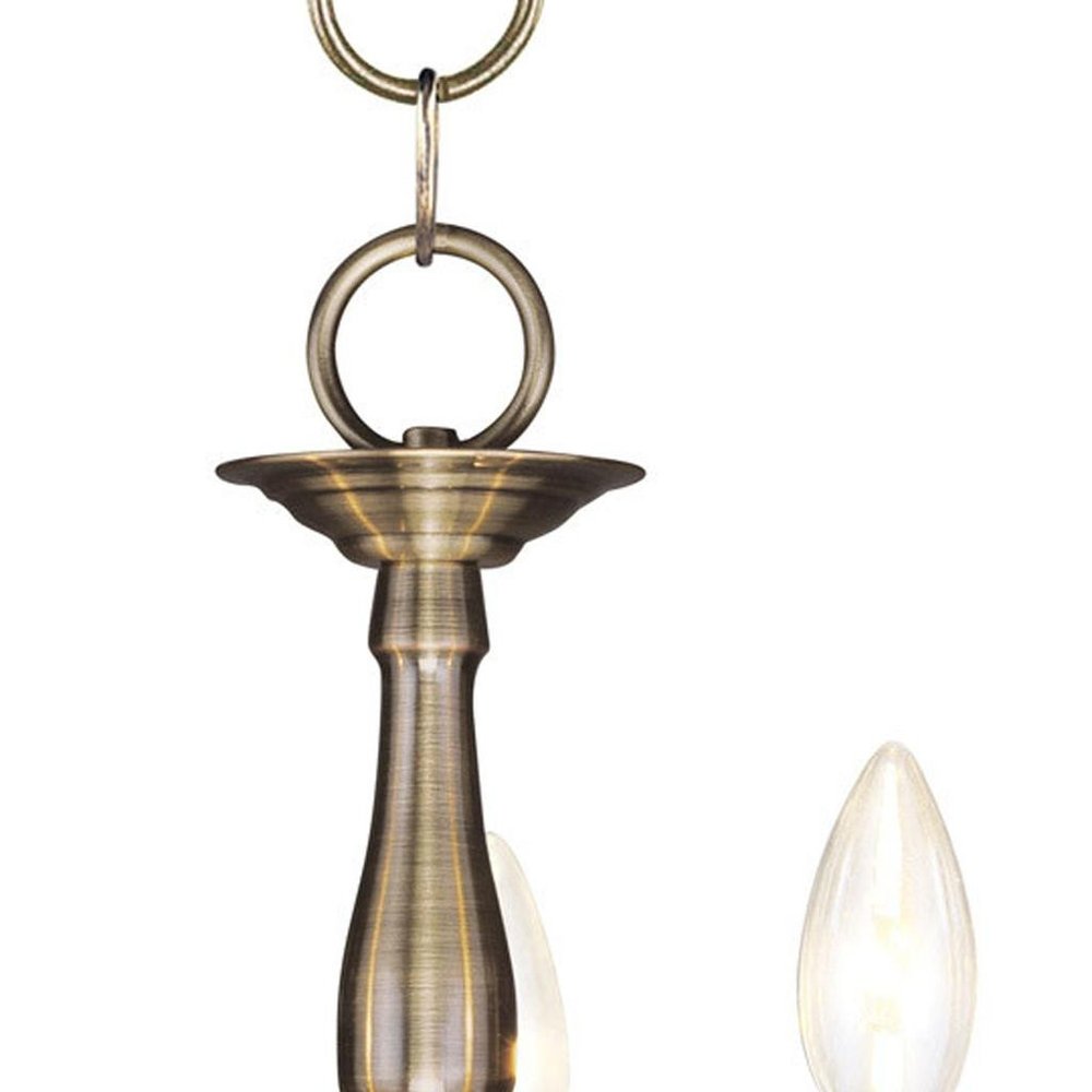 Antiqued Brass Three Light Metal Dimmable Chandelier With Shades
