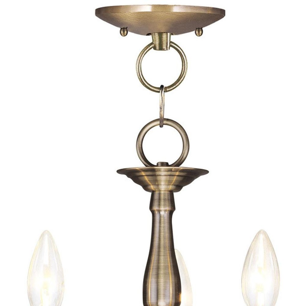 Antiqued Brass Three Light Metal Dimmable Chandelier With Shades