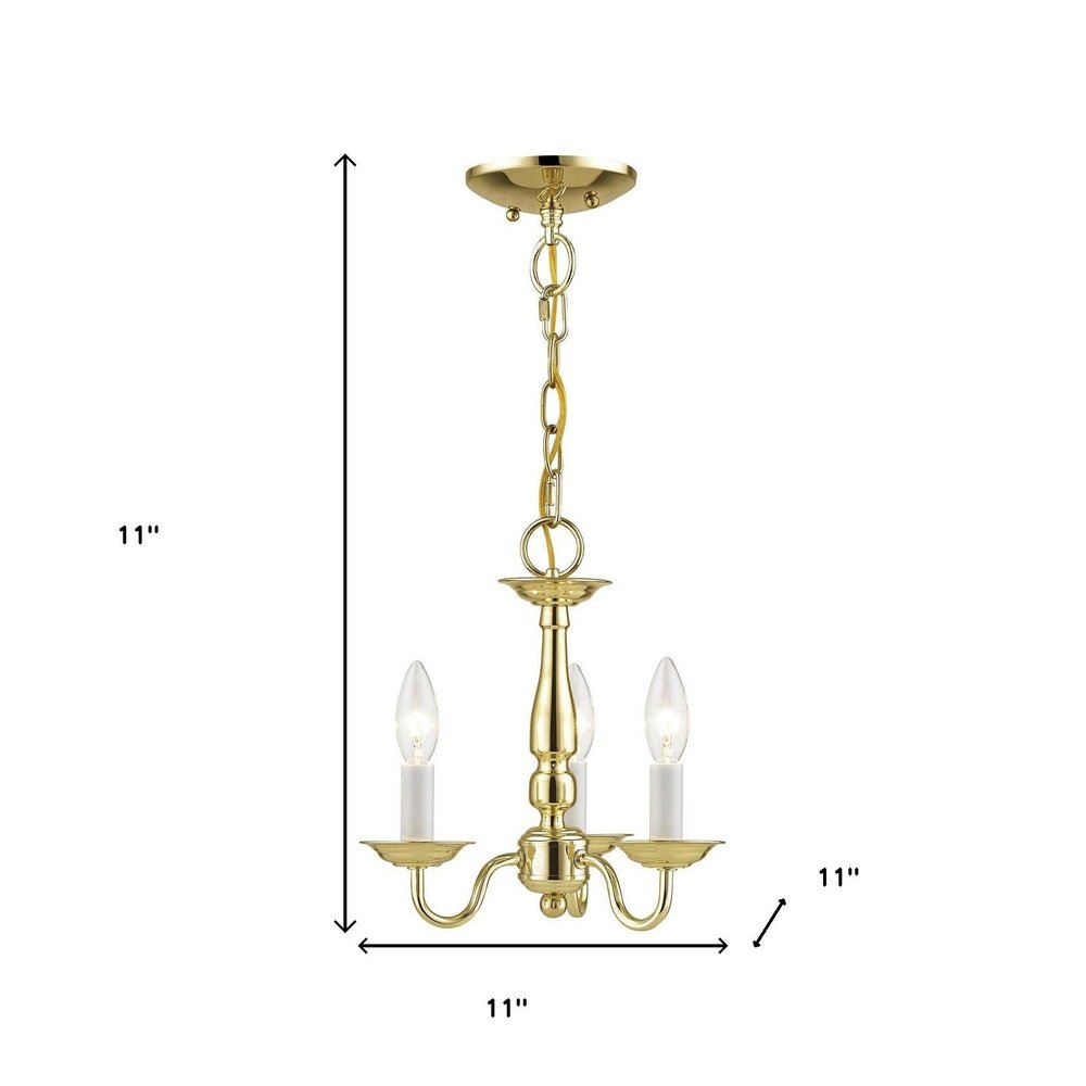 Brass Three Light Metal Dimmable Chandelier With Shades
