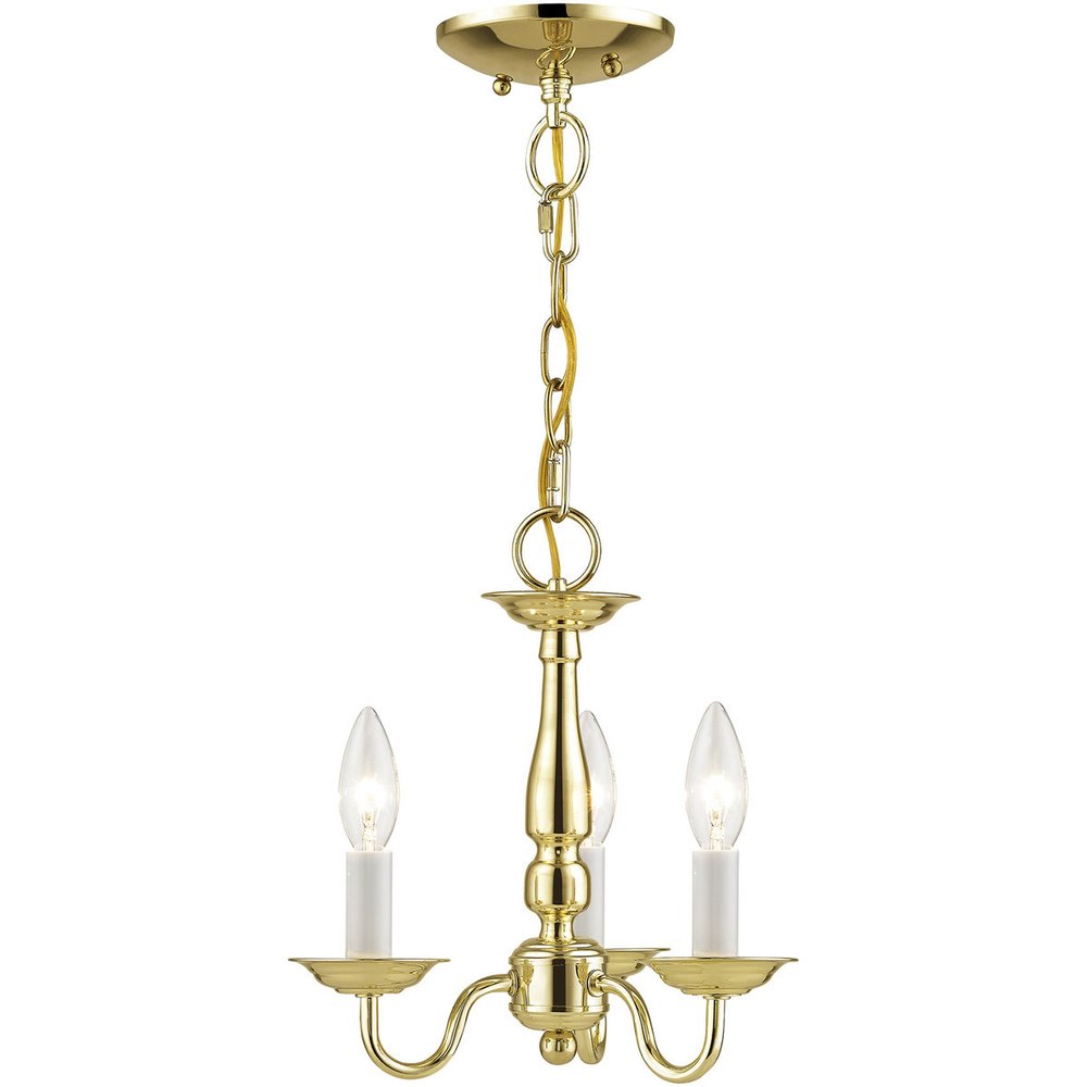 Brass Three Light Metal Dimmable Chandelier With Shades
