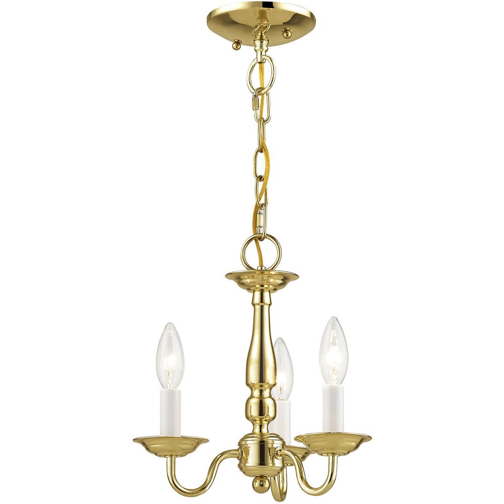 Brass Three Light Metal Dimmable Chandelier With Shades