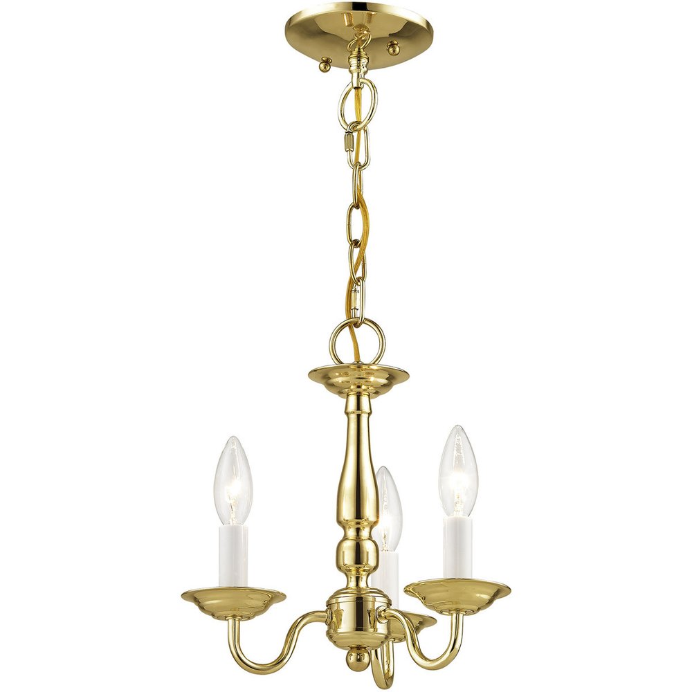 Brass Three Light Metal Dimmable Chandelier With Shades