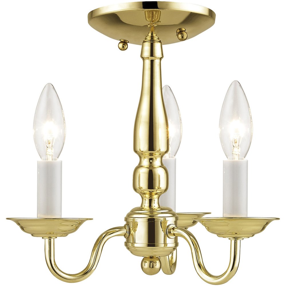 Brass Three Light Metal Dimmable Chandelier With Shades