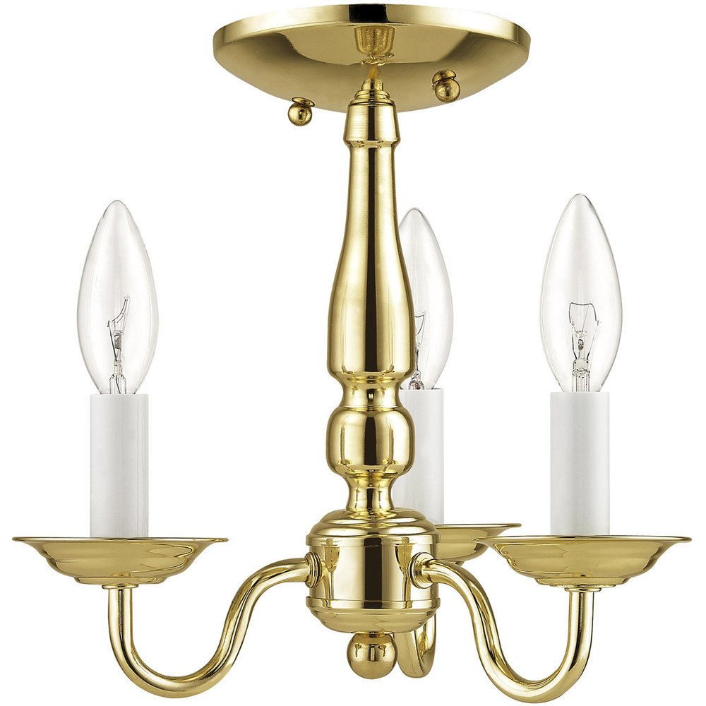 Brass Three Light Metal Dimmable Chandelier With Shades