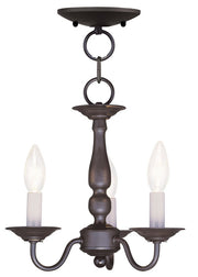 Bronze Three Light Metal Dimmable Chandelier With Shades