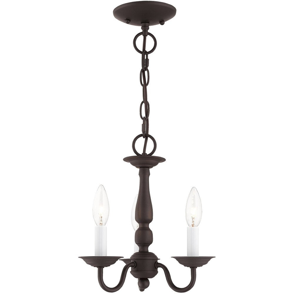 Bronze Three Light Metal Dimmable Chandelier With Shades