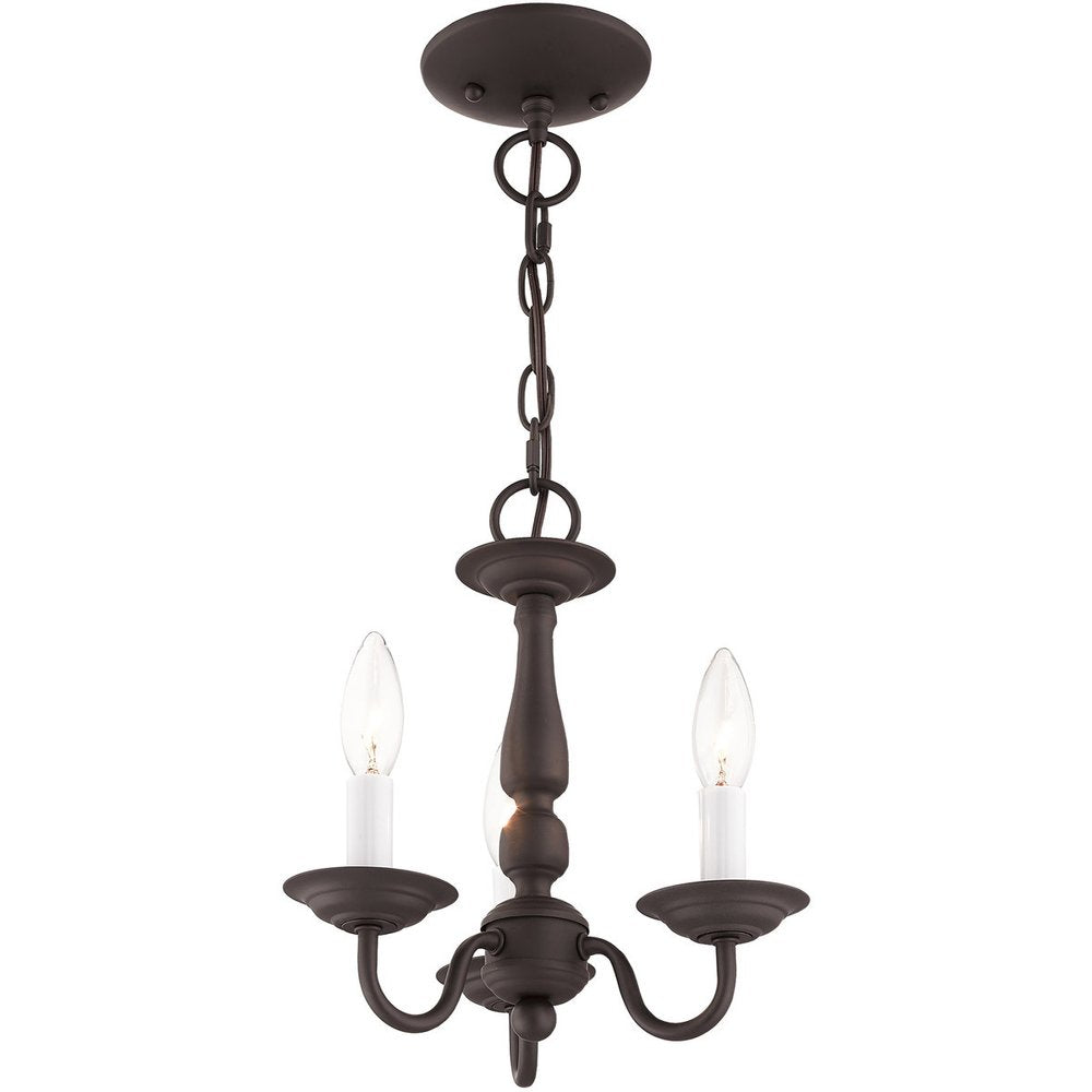 Bronze Three Light Metal Dimmable Chandelier With Shades