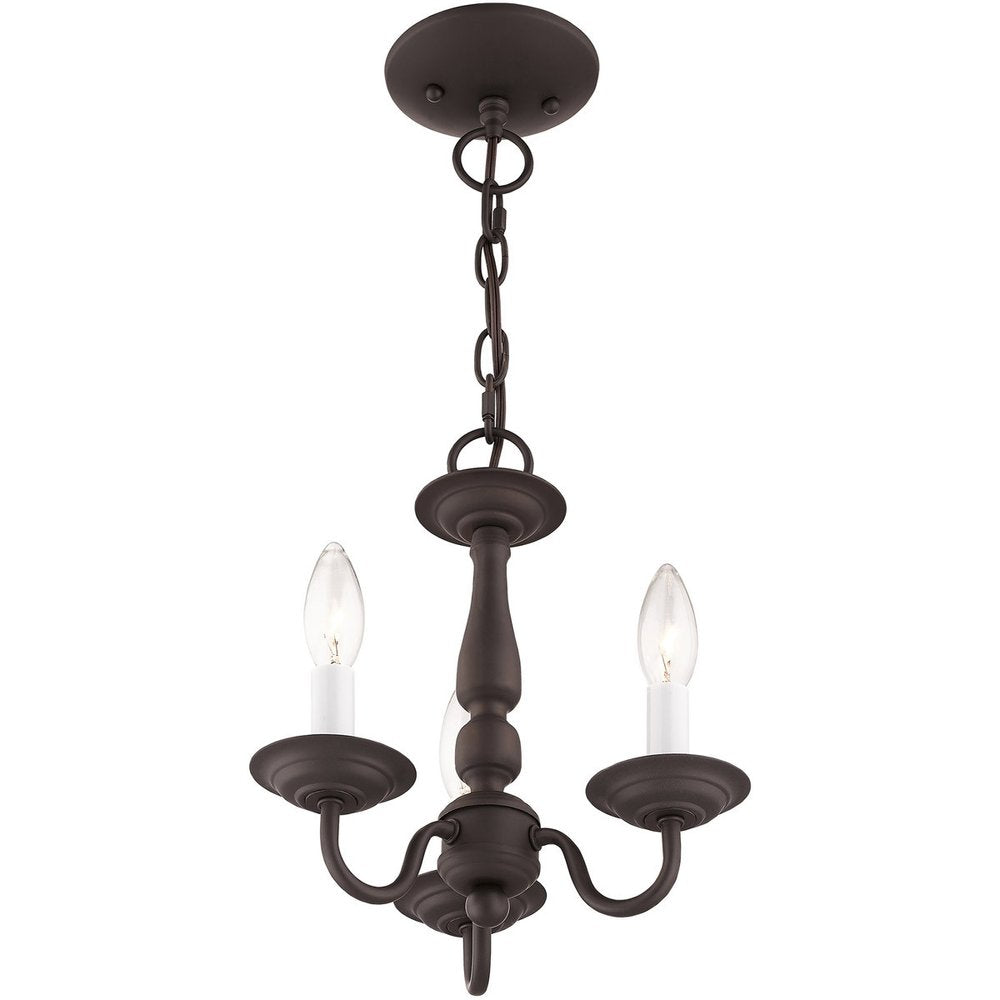 Bronze Three Light Metal Dimmable Chandelier With Shades
