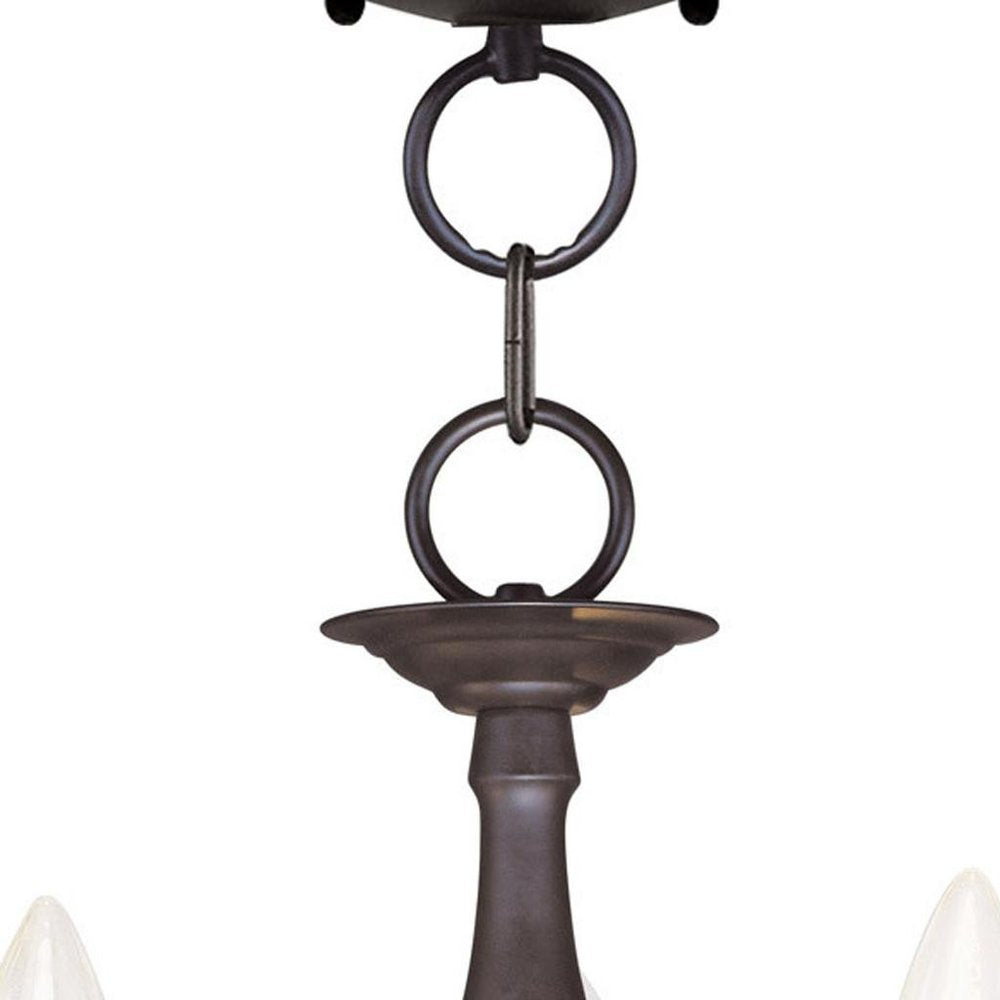 Bronze Three Light Metal Dimmable Chandelier With Shades