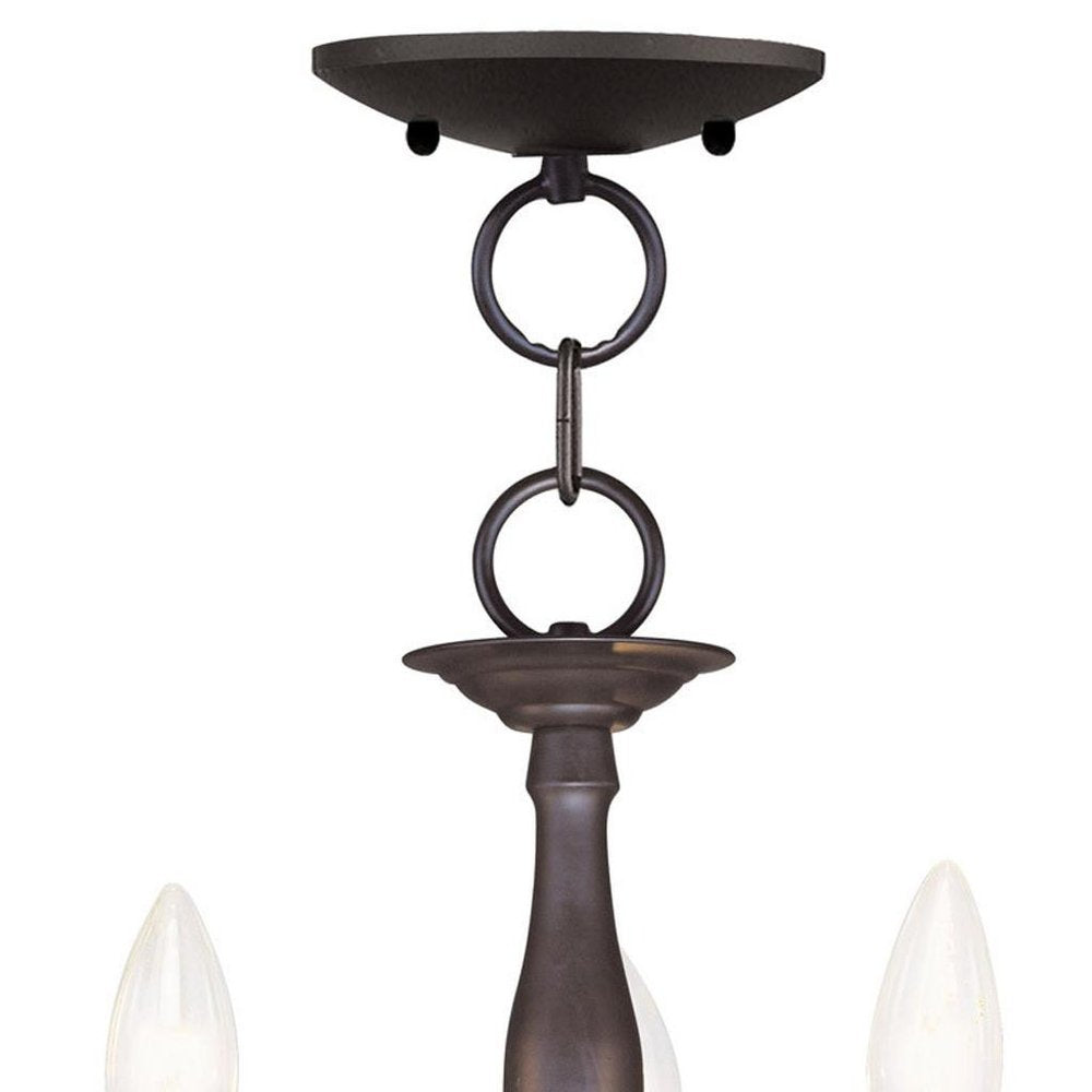 Bronze Three Light Metal Dimmable Chandelier With Shades