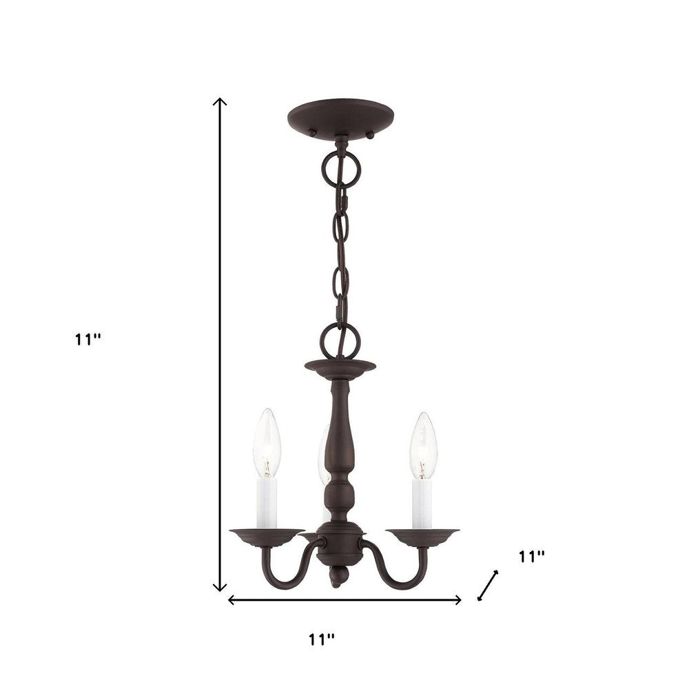 Bronze Three Light Metal Dimmable Chandelier With Shades