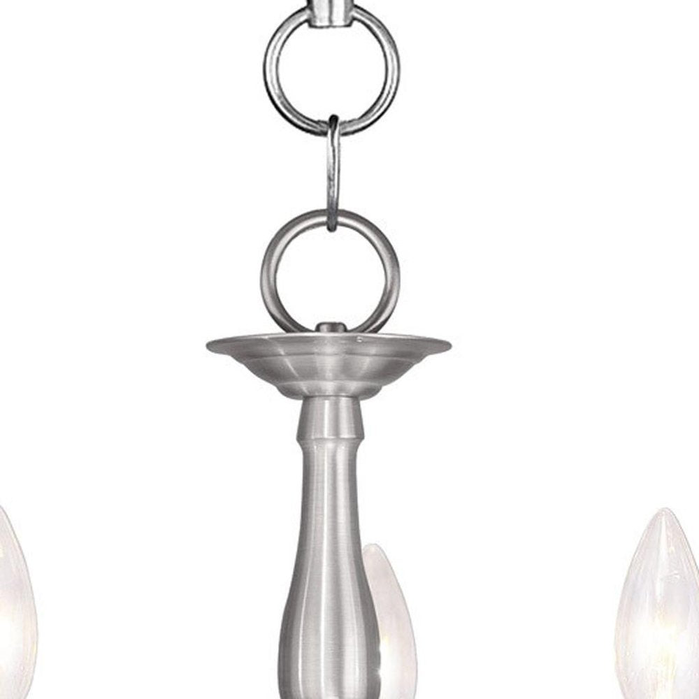 Nickel Three Light Metal Dimmable Chandelier With Shades