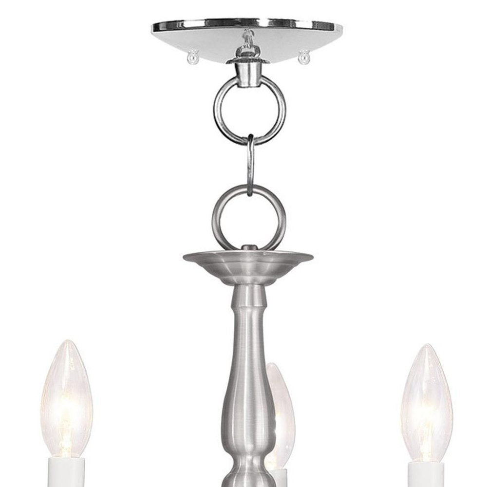 Nickel Three Light Metal Dimmable Chandelier With Shades