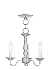 Nickel Three Light Metal Dimmable Chandelier With Shades