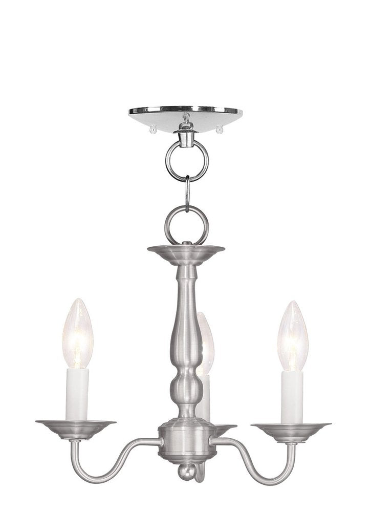 Nickel Three Light Metal Dimmable Chandelier With Shades