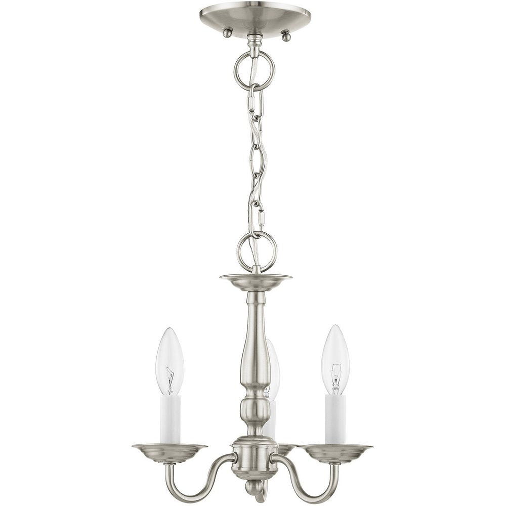 Nickel Three Light Metal Dimmable Chandelier With Shades