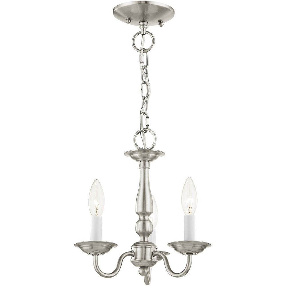 Nickel Three Light Metal Dimmable Chandelier With Shades