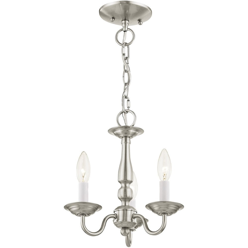 Nickel Three Light Metal Dimmable Chandelier With Shades