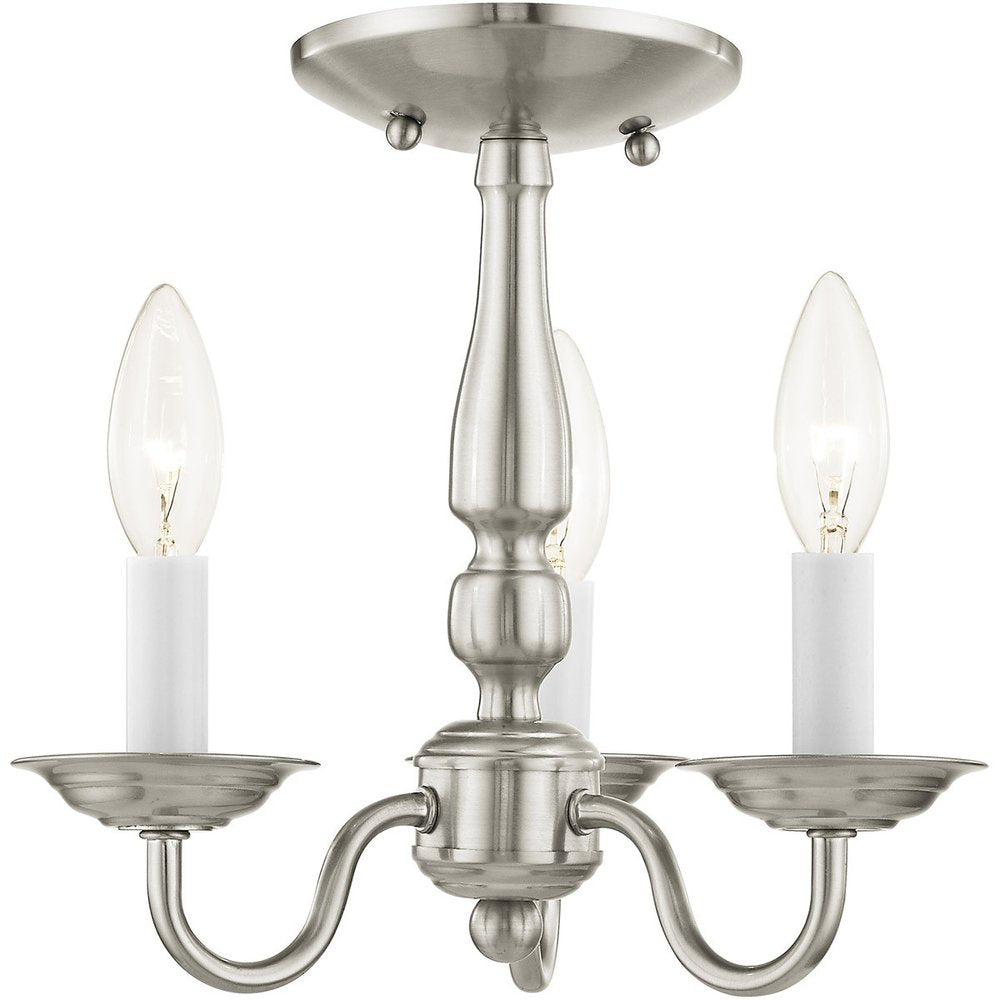 Nickel Three Light Metal Dimmable Chandelier With Shades