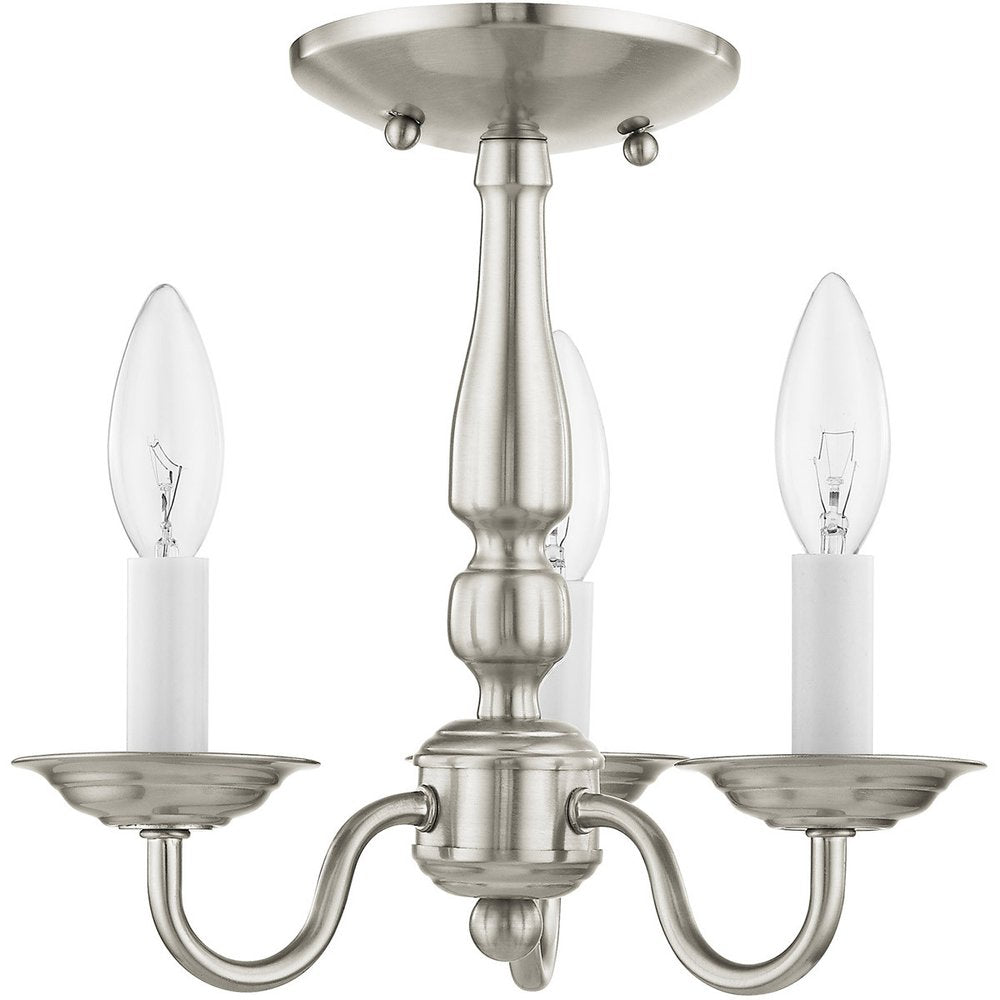 Nickel Three Light Metal Dimmable Chandelier With Shades