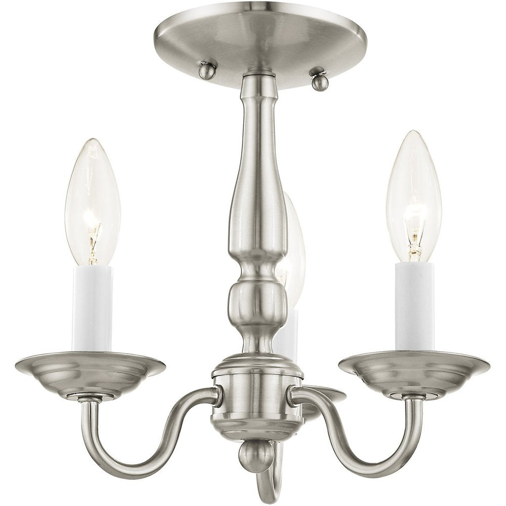 Nickel Three Light Metal Dimmable Chandelier With Shades