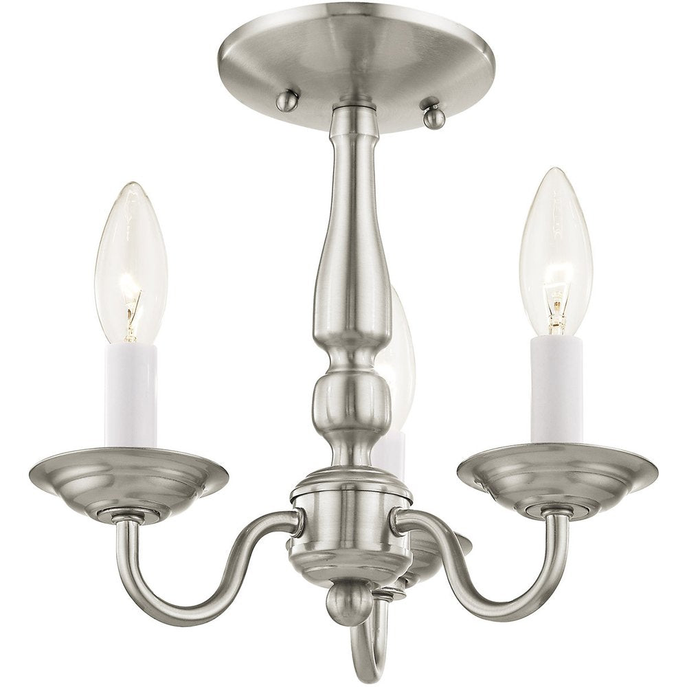 Nickel Three Light Metal Dimmable Chandelier With Shades