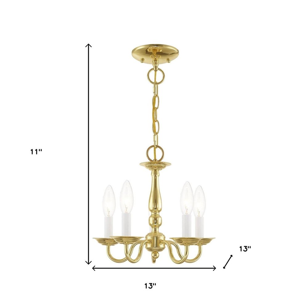 Brass Five Light Metal Dimmable Chandelier With Shades