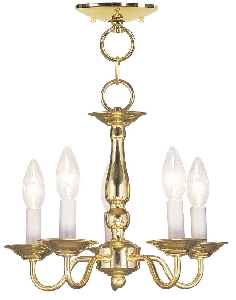Brass Five Light Metal Dimmable Chandelier With Shades