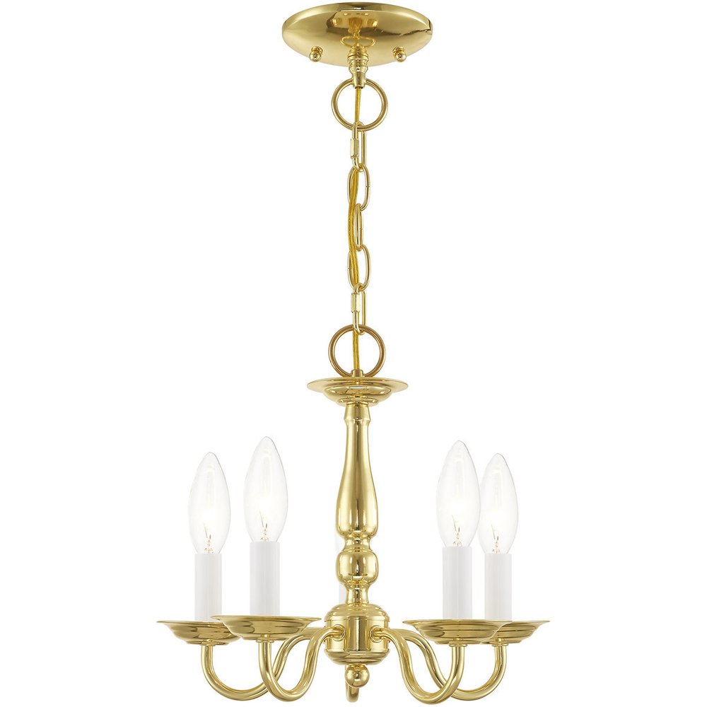 Brass Five Light Metal Dimmable Chandelier With Shades