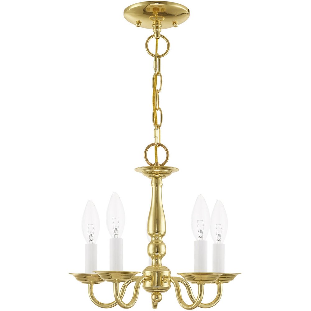 Brass Five Light Metal Dimmable Chandelier With Shades