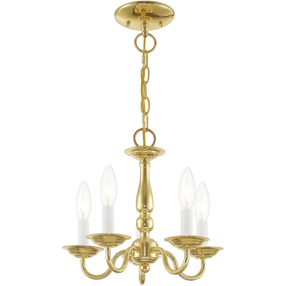 Brass Five Light Metal Dimmable Chandelier With Shades
