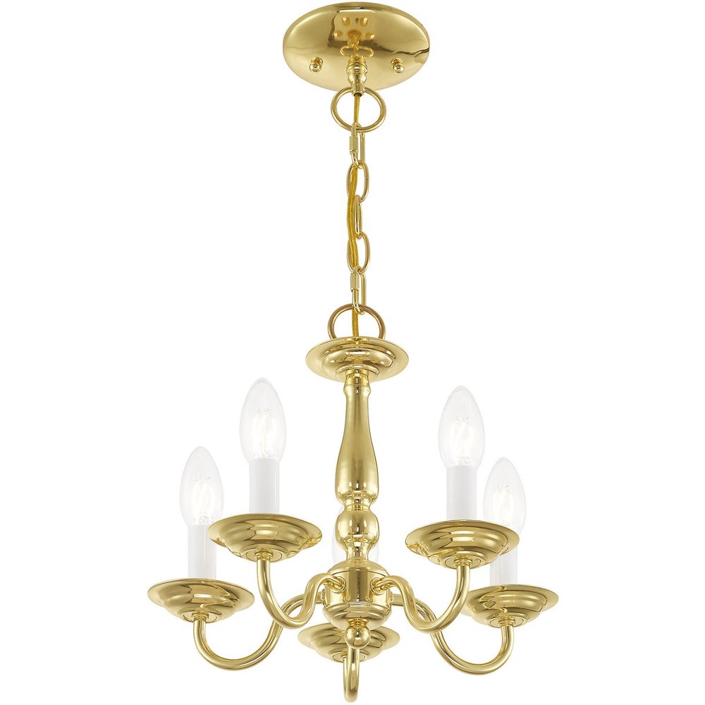 Brass Five Light Metal Dimmable Chandelier With Shades