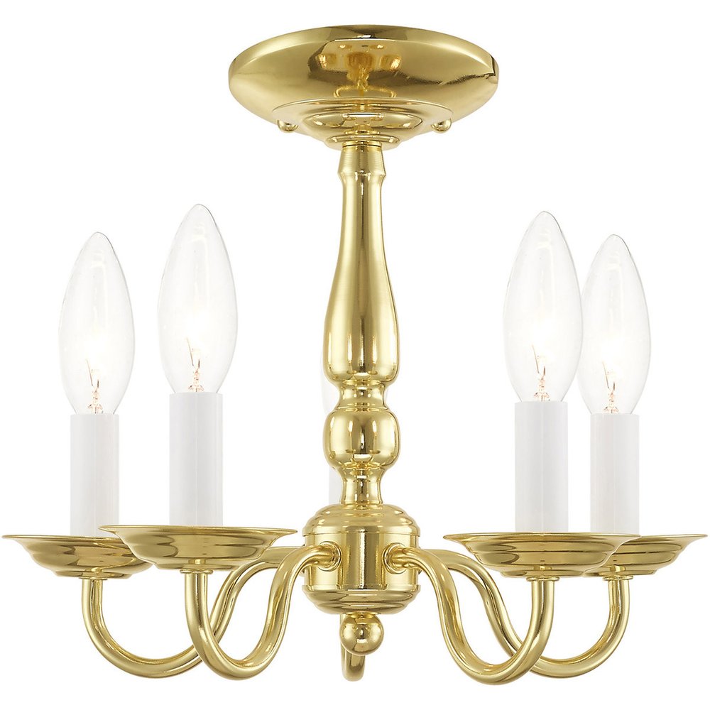 Brass Five Light Metal Dimmable Chandelier With Shades