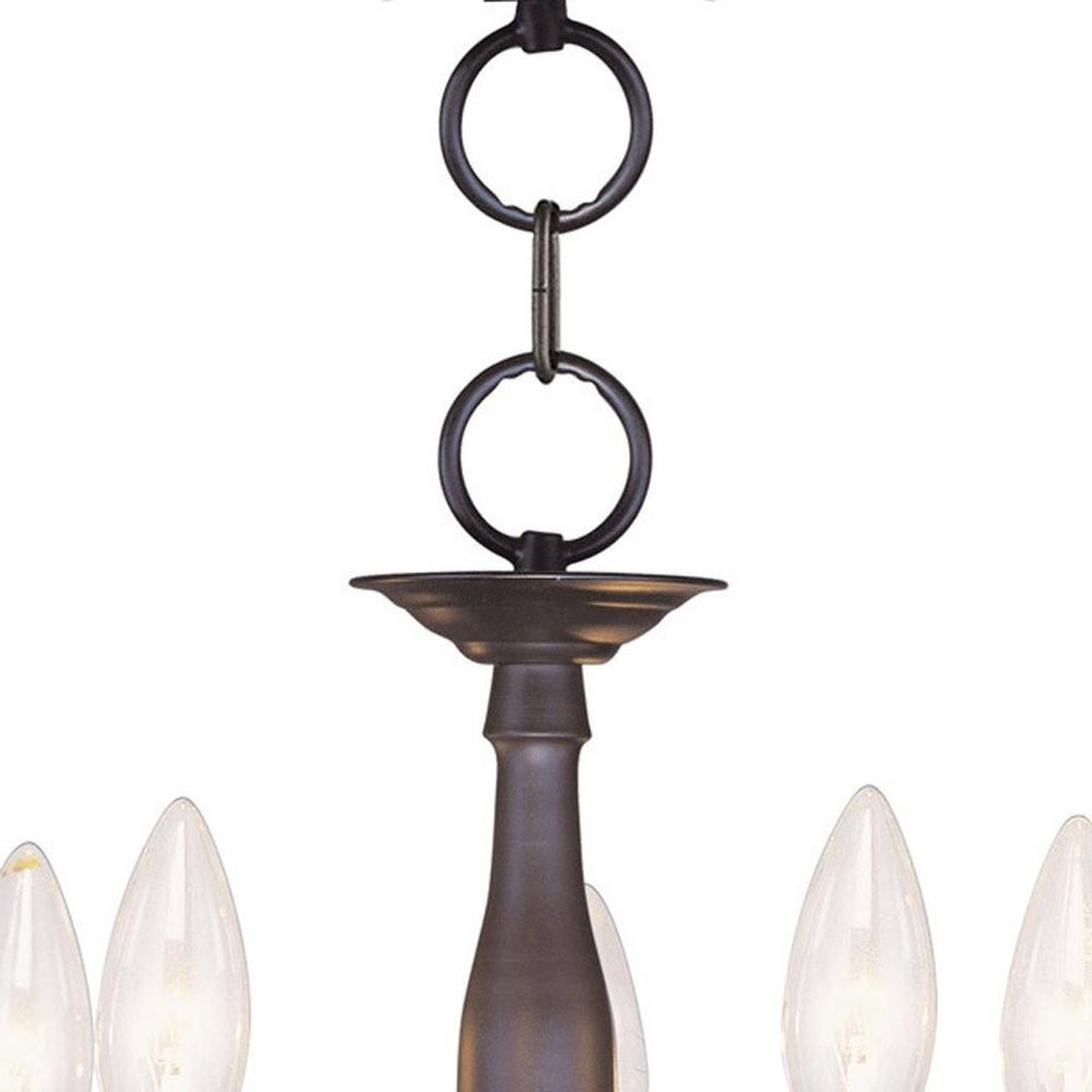 Bronze Five Light Metal Dimmable Chandelier With Shades