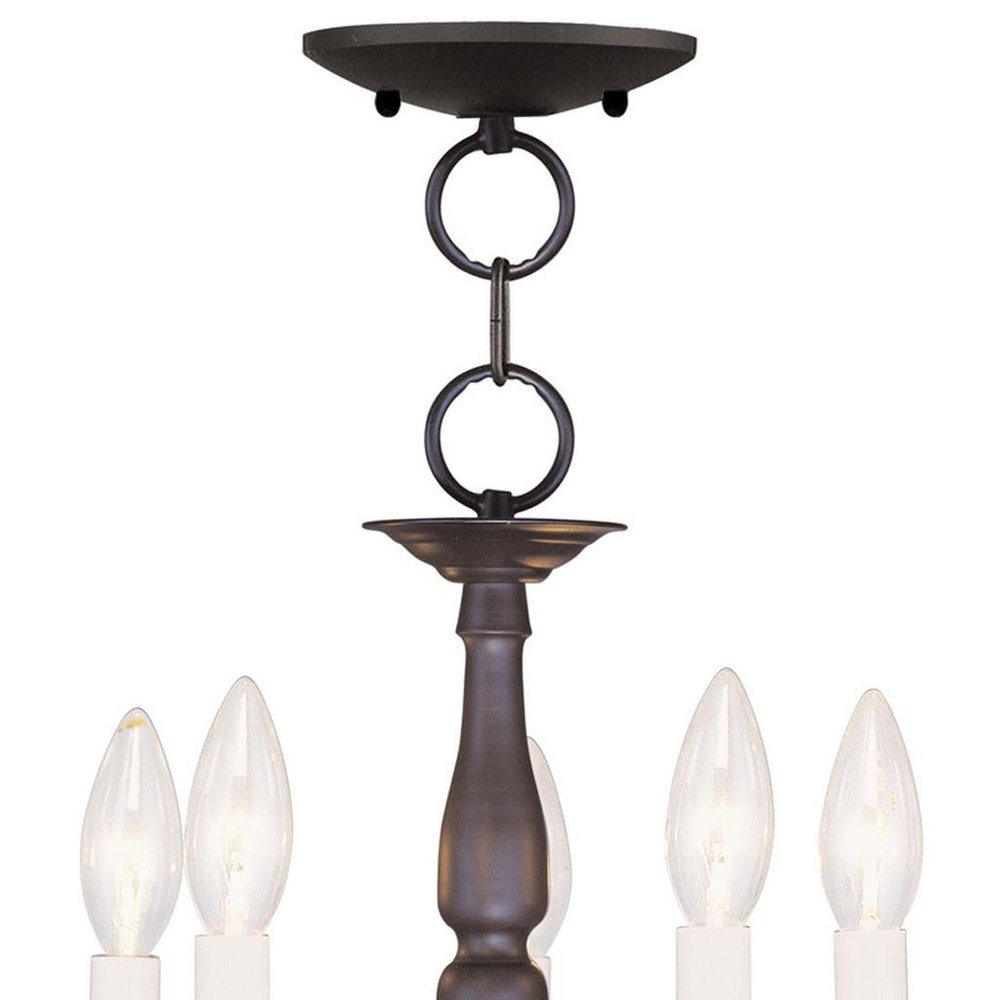 Bronze Five Light Metal Dimmable Chandelier With Shades