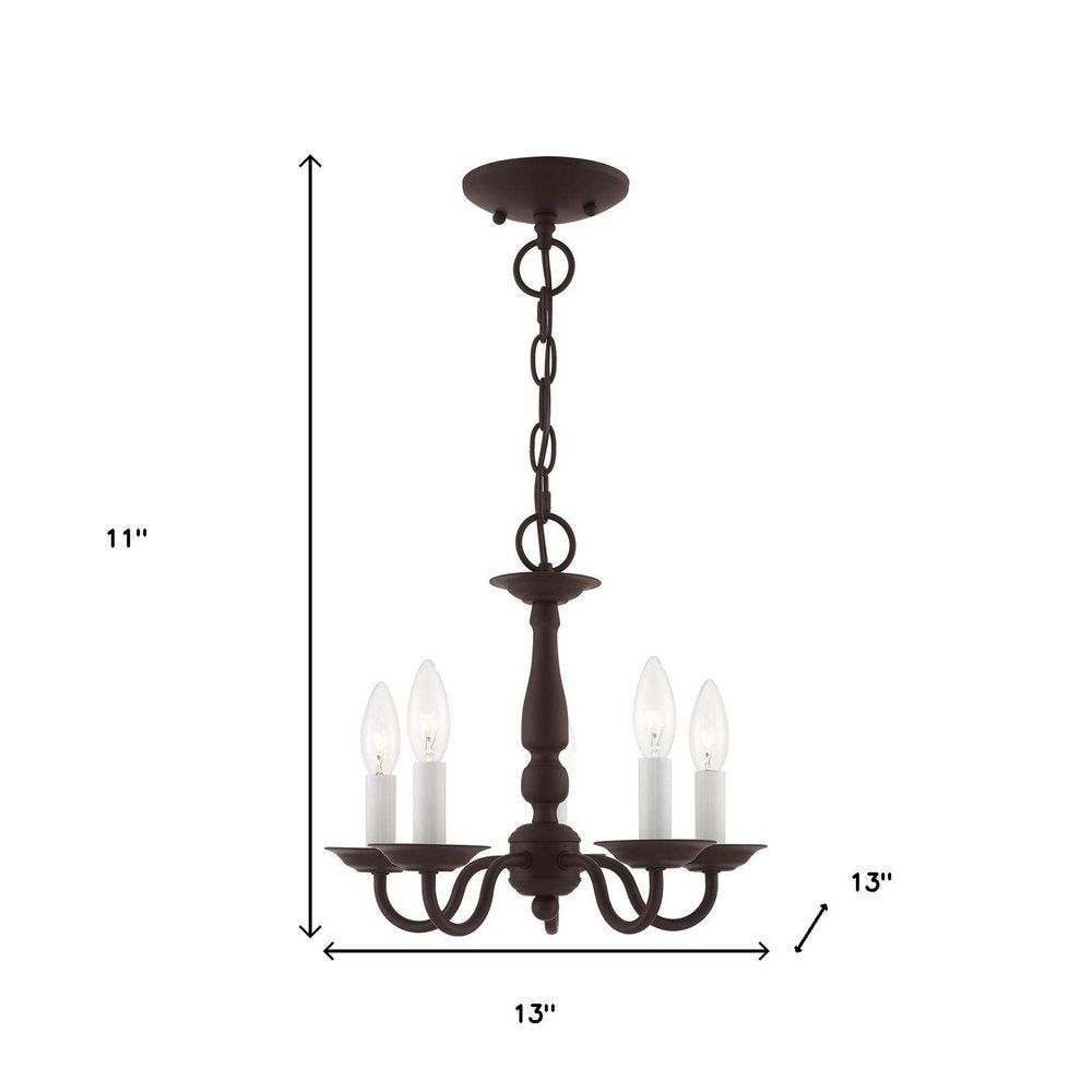 Bronze Five Light Metal Dimmable Chandelier With Shades