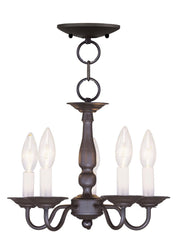 Bronze Five Light Metal Dimmable Chandelier With Shades