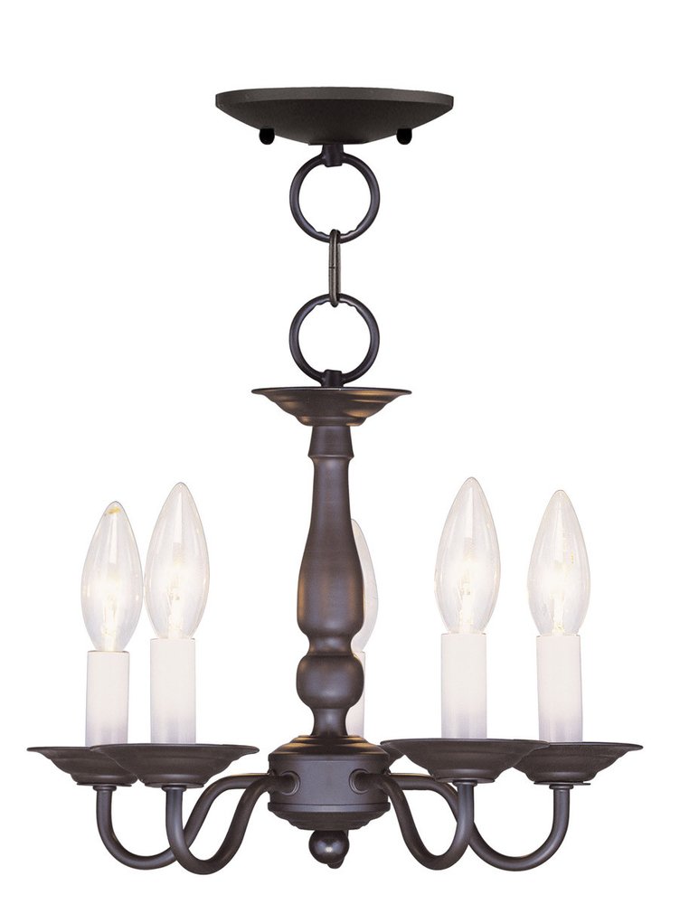 Bronze Five Light Metal Dimmable Chandelier With Shades