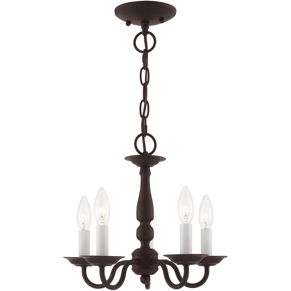 Bronze Five Light Metal Dimmable Chandelier With Shades