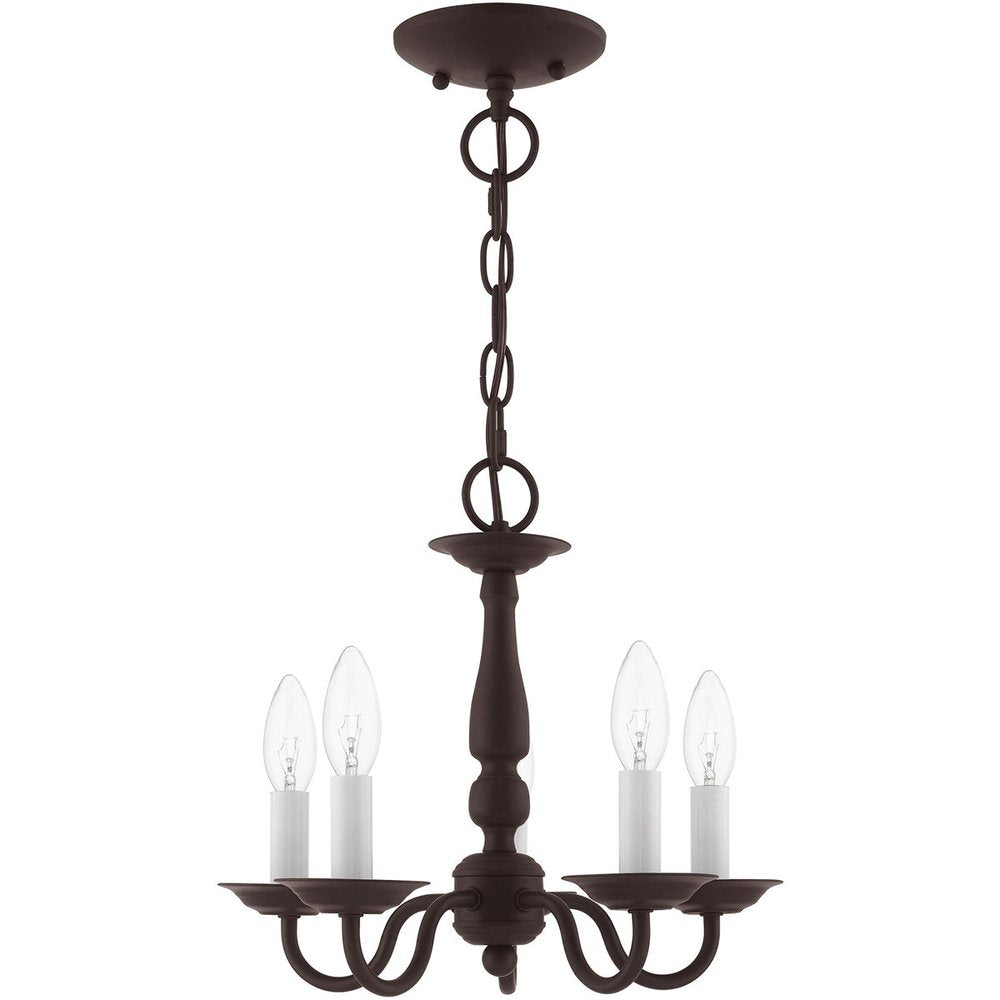 Bronze Five Light Metal Dimmable Chandelier With Shades