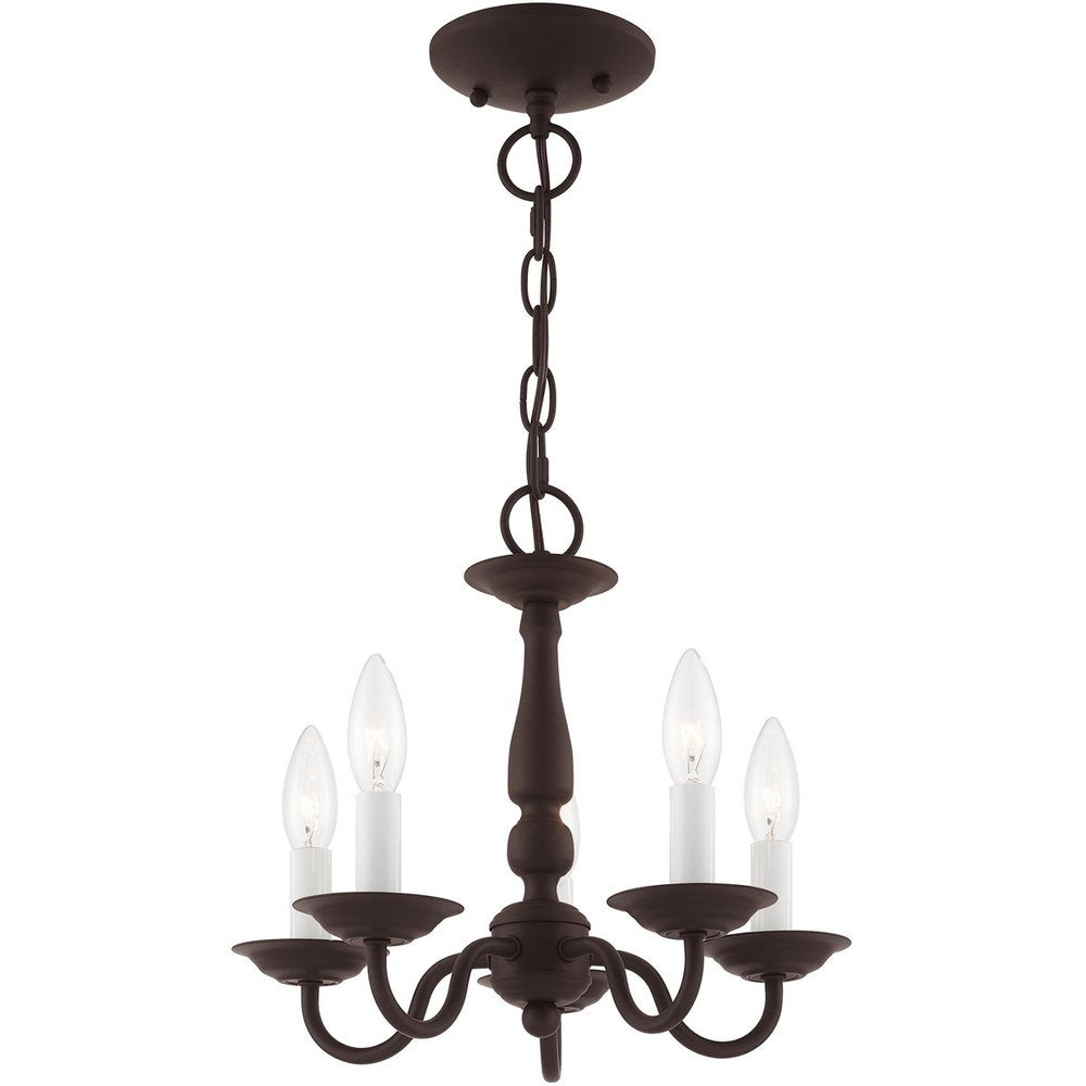 Bronze Five Light Metal Dimmable Chandelier With Shades