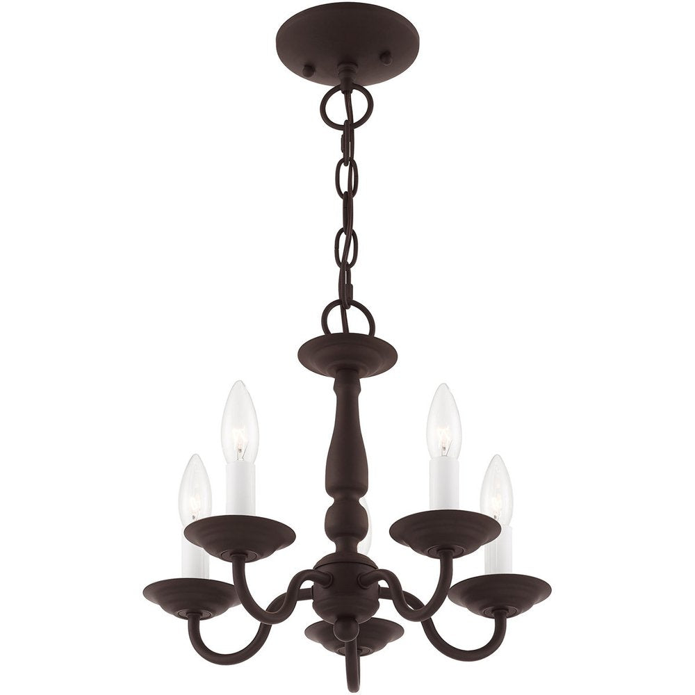 Bronze Five Light Metal Dimmable Chandelier With Shades