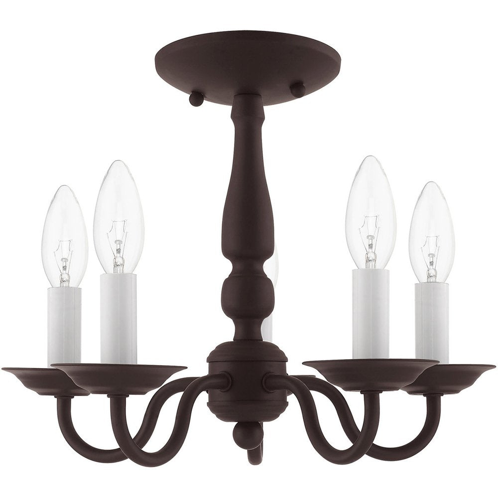 Bronze Five Light Metal Dimmable Chandelier With Shades
