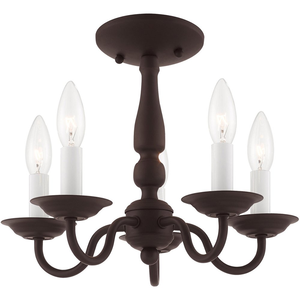 Bronze Five Light Metal Dimmable Chandelier With Shades