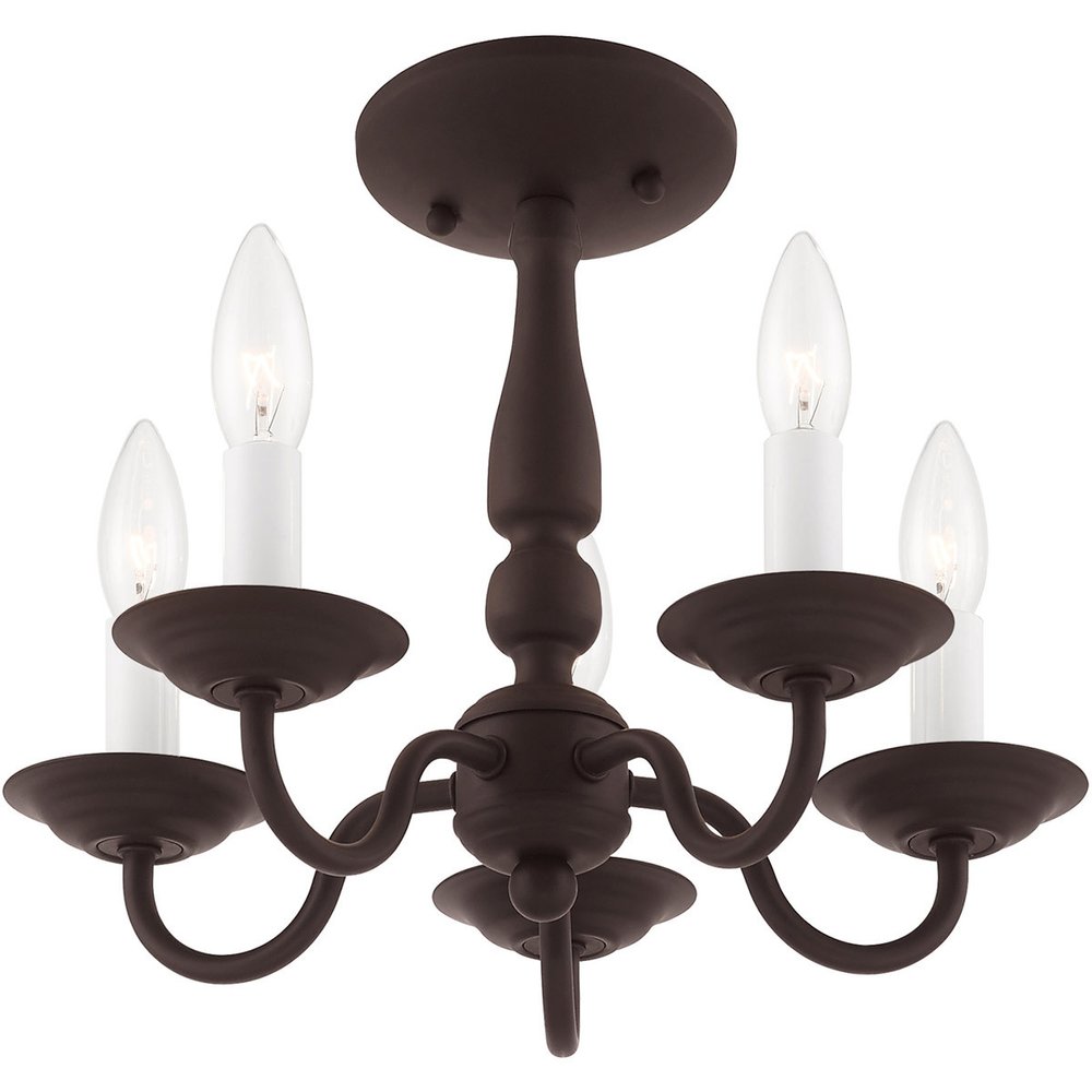 Bronze Five Light Metal Dimmable Chandelier With Shades