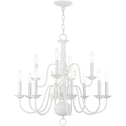 White Twelve Light Metal Dimmable Chandelier With Shades
