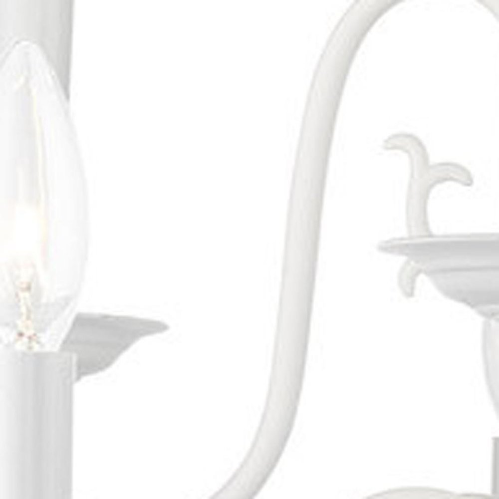 White Twelve Light Metal Dimmable Chandelier With Shades