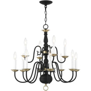 Black Twelve Light Metal Dimmable Chandelier With Shades